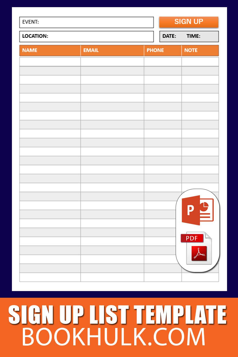 Event Sign Up Sheet Template 